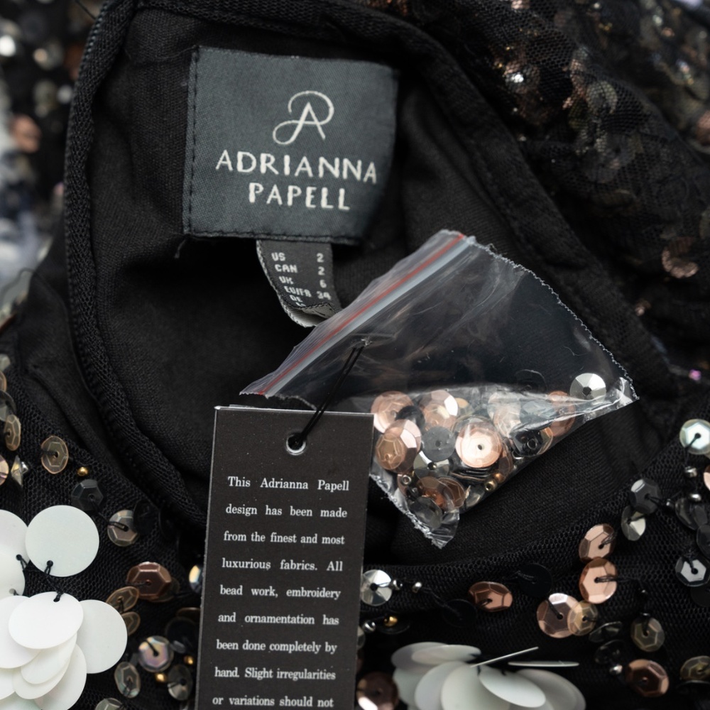 Adrianna Papell | Hand Beaded 3d Floral Illusion Short Sheath Cocktail Dress - Picture 10 of 10